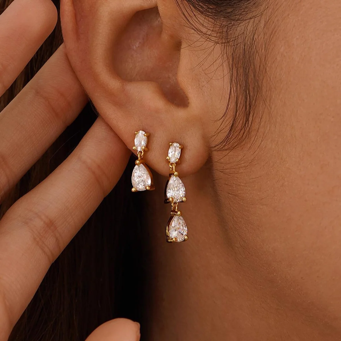 Bridesmaid CZ Teardrop Earrings