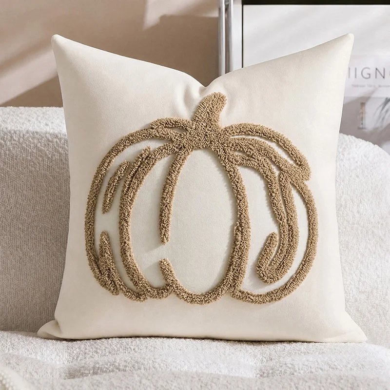 Pumpkin Embroidered Pillow Cover