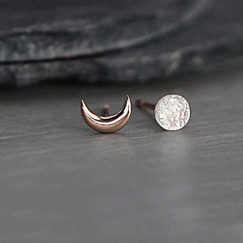 Natural Moonstone & Crescent Moon Earrings