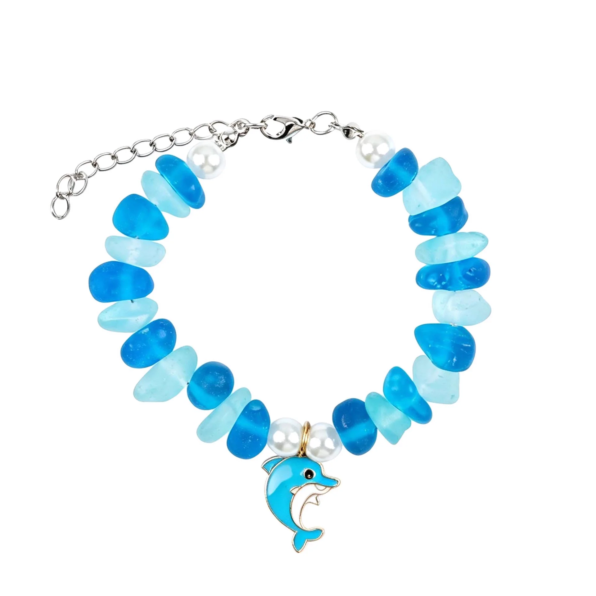 Sea Glass Animal Charm Bracelet — Dolphin