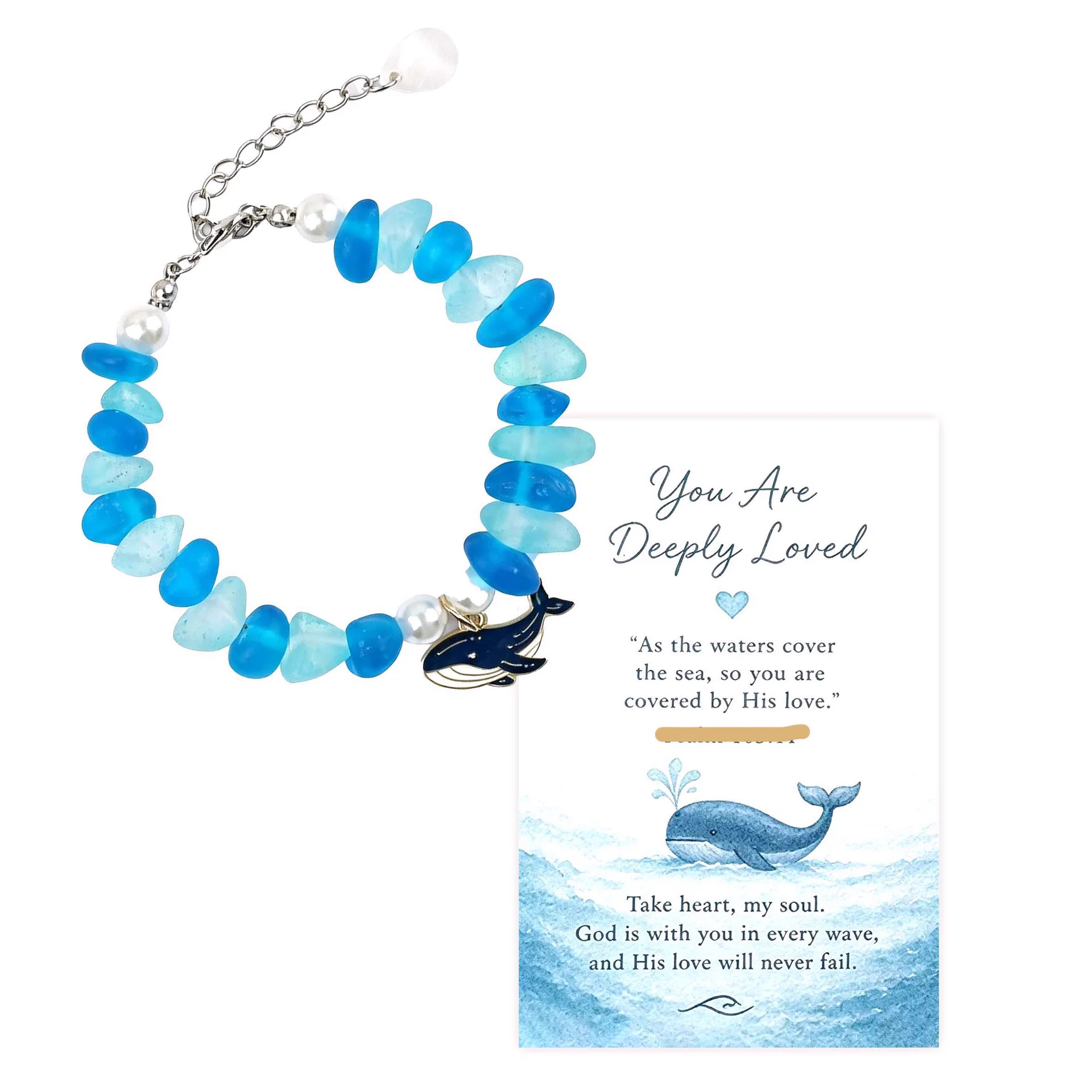 Sea Glass Animal Charm Bracelet — Whale